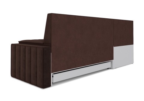 Кухонный угловой диван дельфин Вермут микровелюр коричневый