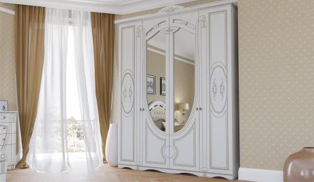 Спальный Гарнитур Александрина Белый/Патина Золото
