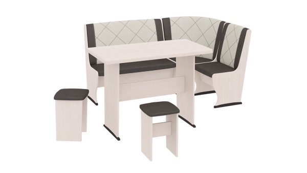 Кухонный уголок «Челси Т2» Дуб Белфорт/Лен коричневый + Лен бежевый