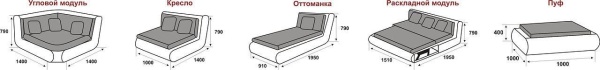 Диван Корона NEW (Ш-2400 х 3820 х Г-1920 )/Разные Цвета 