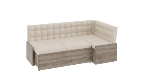Скамья угловая со спальным местом «Форест» (Дуб Сонома трюфель/Кожзам бежевый)